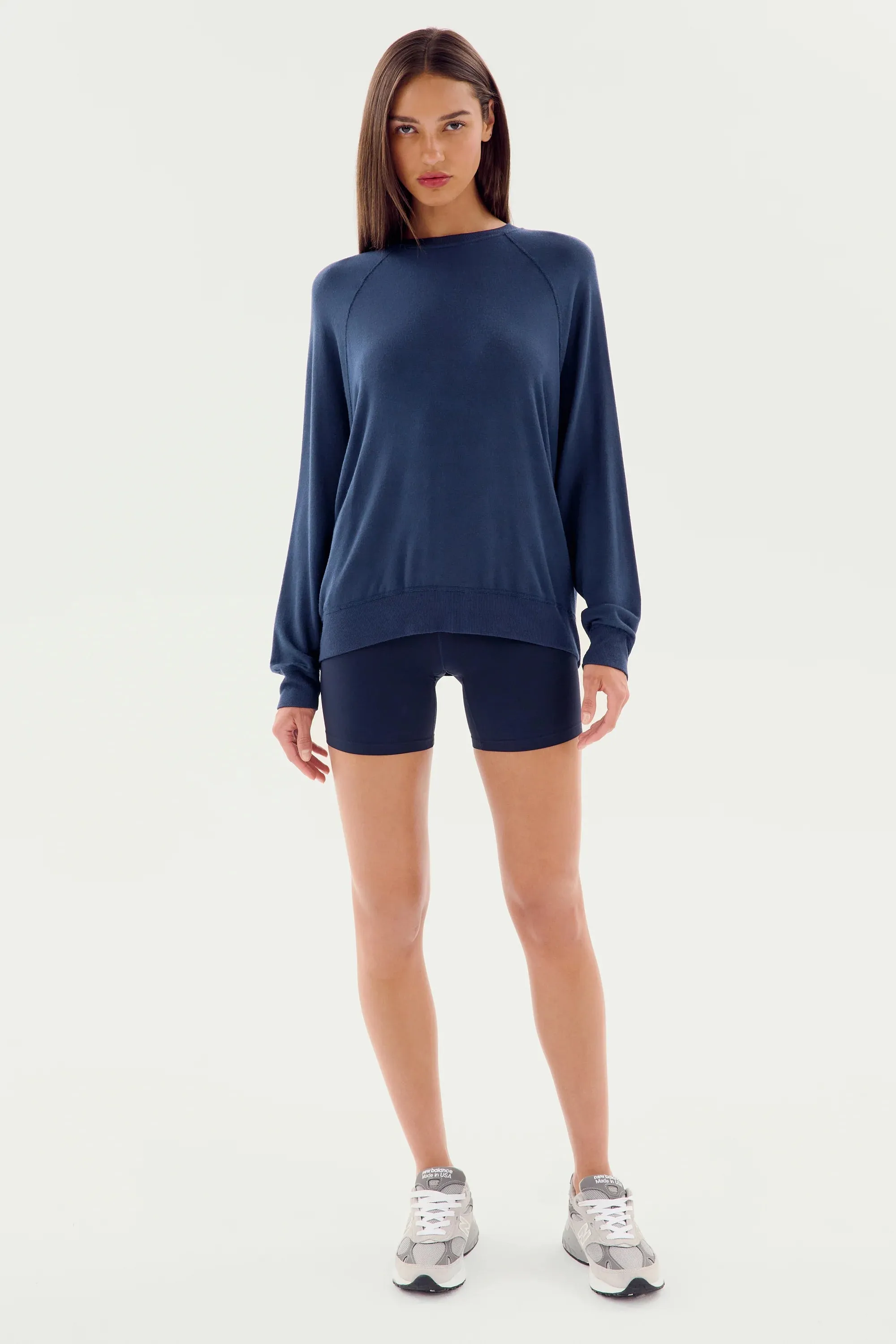 Splits59 Andie Long Sleeve Sweater in Navy