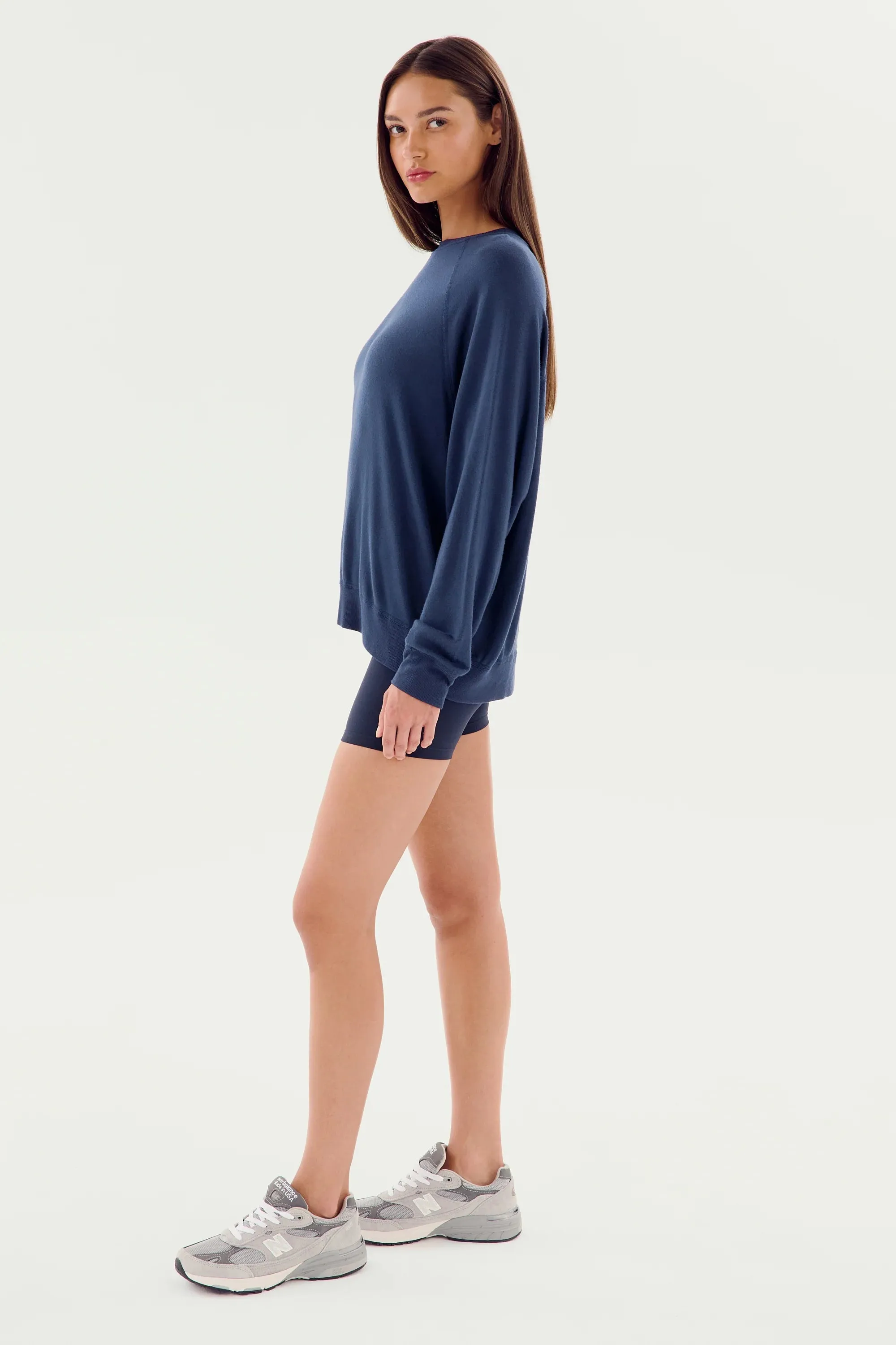 Splits59 Andie Long Sleeve Sweater in Navy