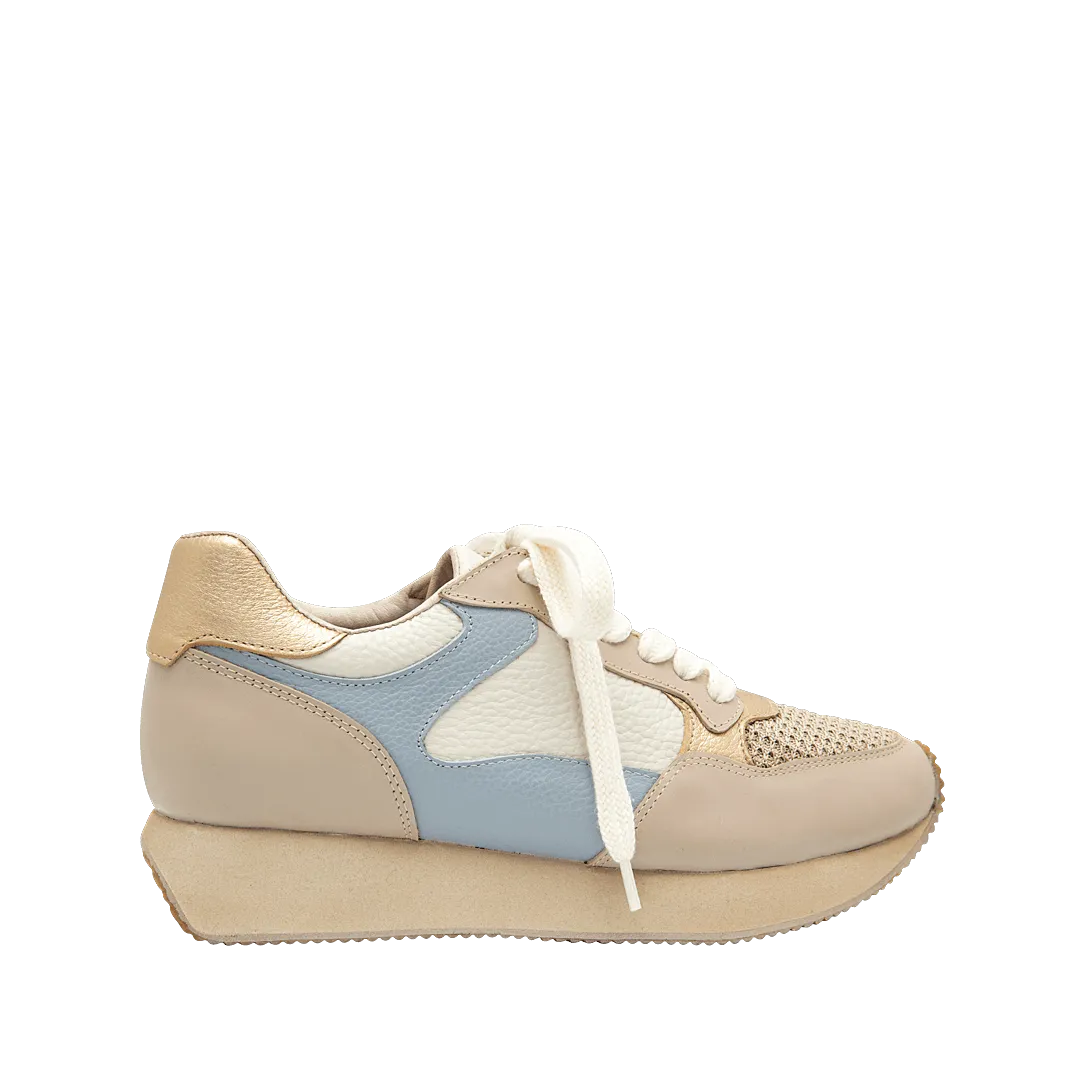 Tennis shoes in sand white x stone blue leather