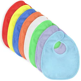 Vicloon Baby Bibs, 8Pcs Terry Bib Set, Baby Bibs for Girls & Boys, Terry Drool Cotton Bibs Waterproof Protection, Adjustable Hook-&-Loop Closure, Baby Bibs for Drooling and Teething(Color)